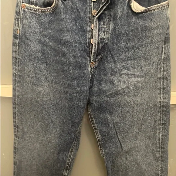 Agolde Blue Straight Leg Denim Jeans with Distressed Hem, 25 - Picture 4 of 14